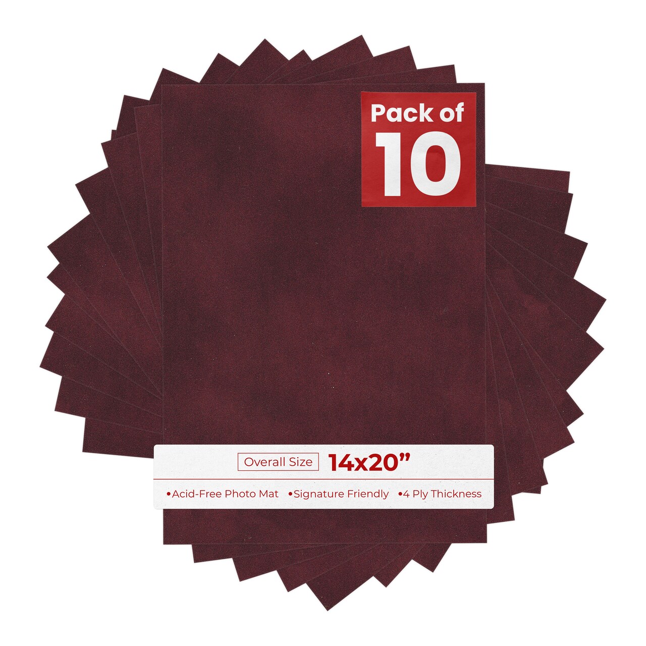 Dark Red Suede 14x20 Uncut Mat Board - Blank Sheets, No Opening